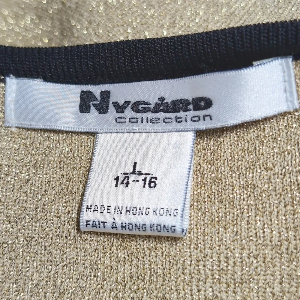 Peter Nygard Collection Sz L Gold Metallic Long Sleeve Sweater